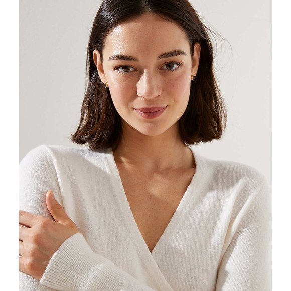Ann Taylor LOFT Ivory Side Tie Wrap Sweater sz S NEW Women's Knit Whisper White - Picture 3 of 8